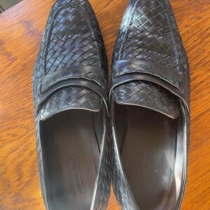 Bottega Veneta Dark Leather Woven Slip-Ons